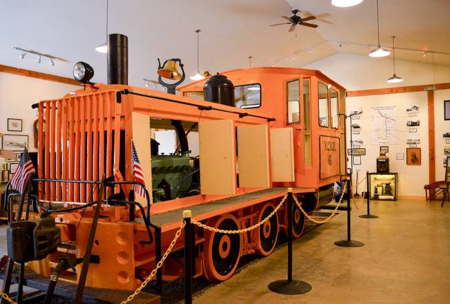 A diesel train engine that was used in the 1940s on the Nevada Copper Belt Railroad sits in the Lyon County Museum in Yerington on Oct, Wednesday, Oct. 23, 2013. 24, 2013, Wednesday, Oct. 23, 2013.